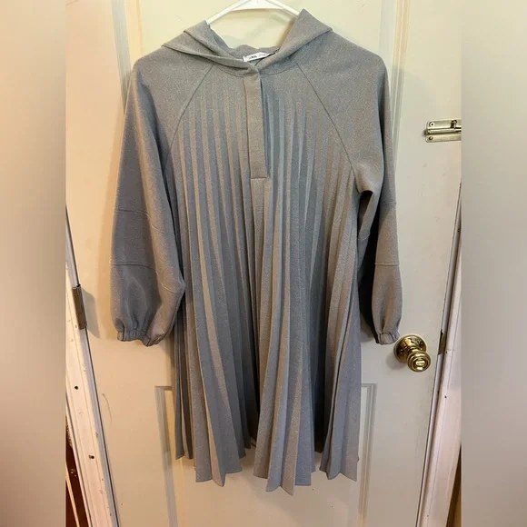 strapless open back dress Pleated Panel Long Sleeve Knit Mini Dress | Nalree main image 0